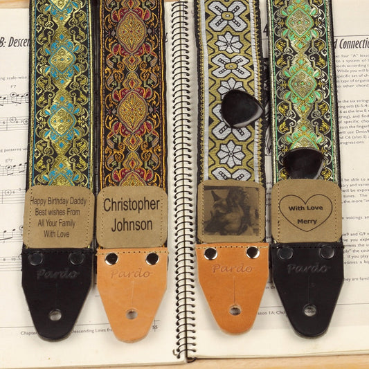hippie guitar straps personalized with big engravement surface