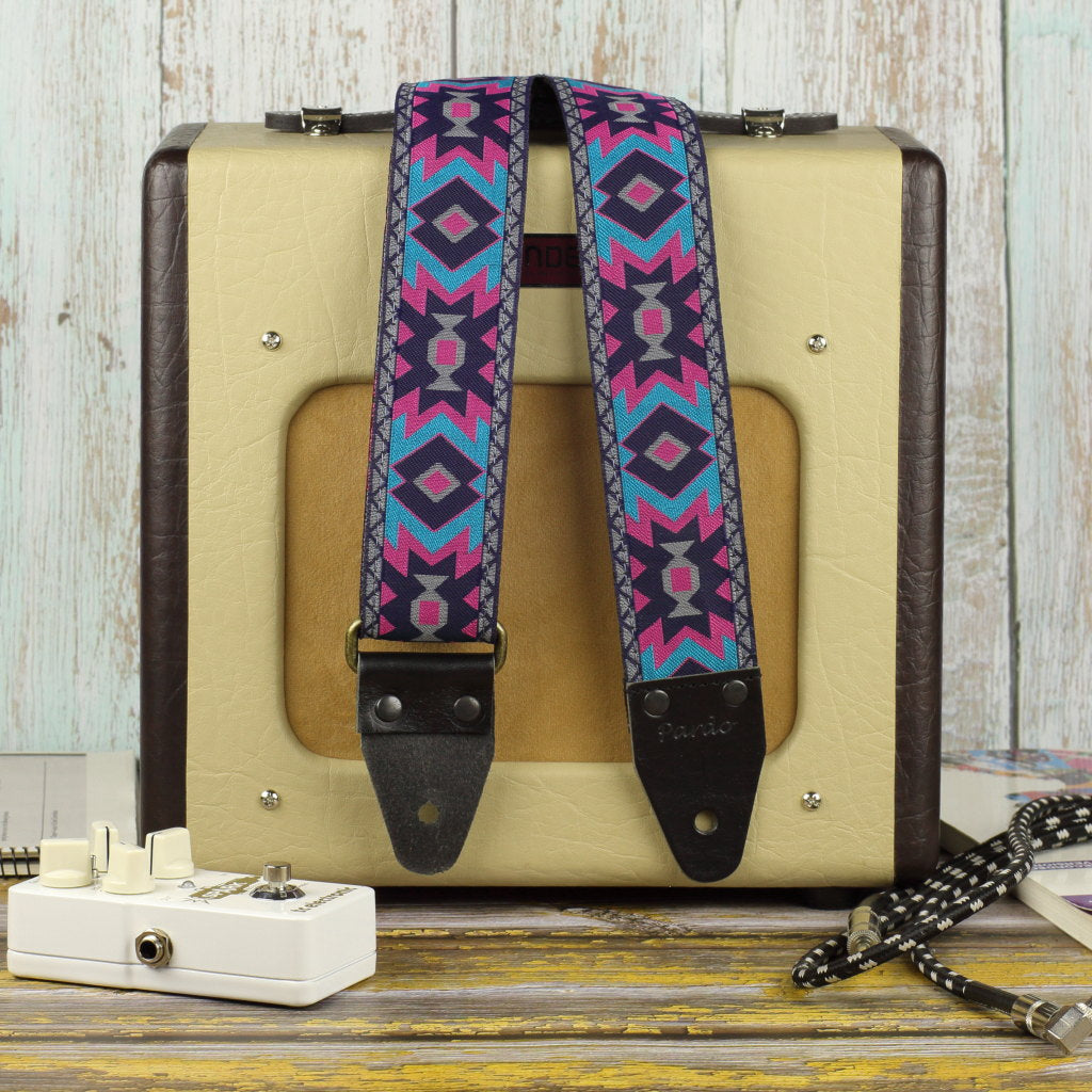 70 inch long -  Mayan electric guitar strap with vintage style