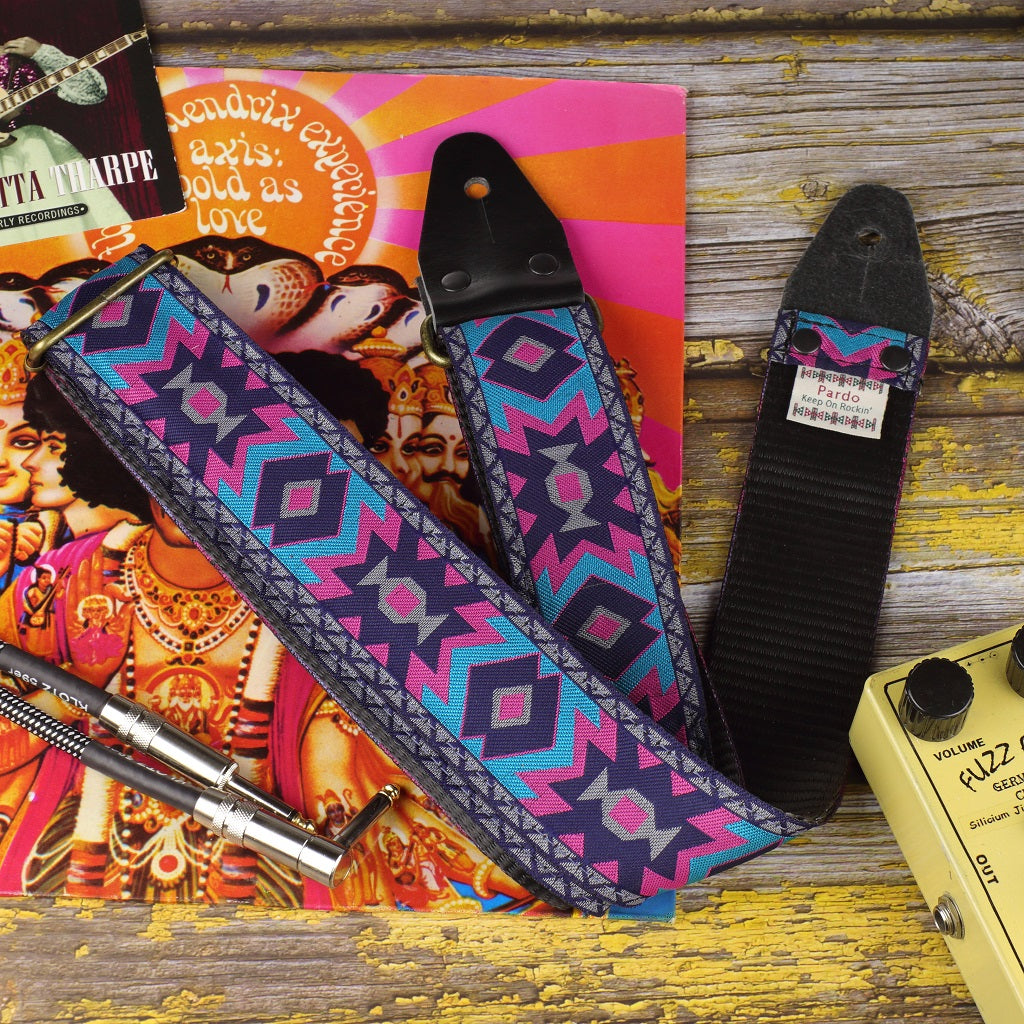 Backing seatbelt tribal guitar strap model Mayan