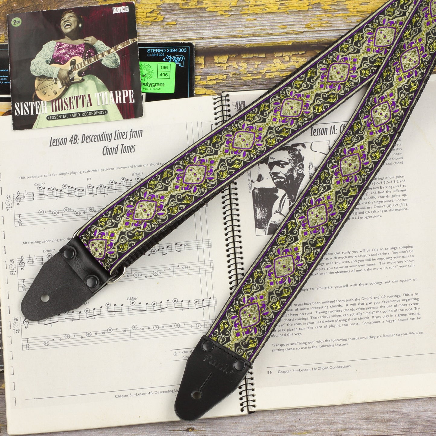 Premium Hippie Guitar Strap with Suede or Seatbelt Backing