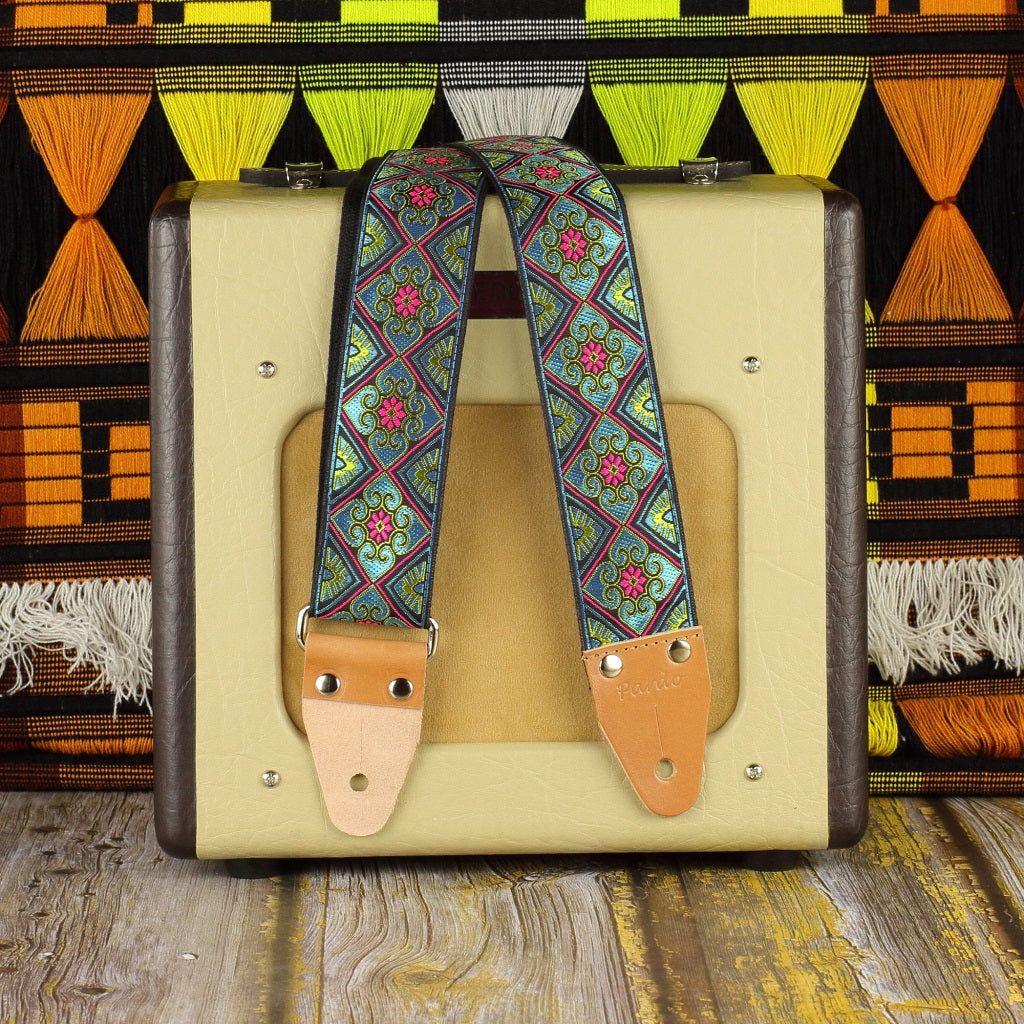 Psychedelic guitar strap Blue Ocean