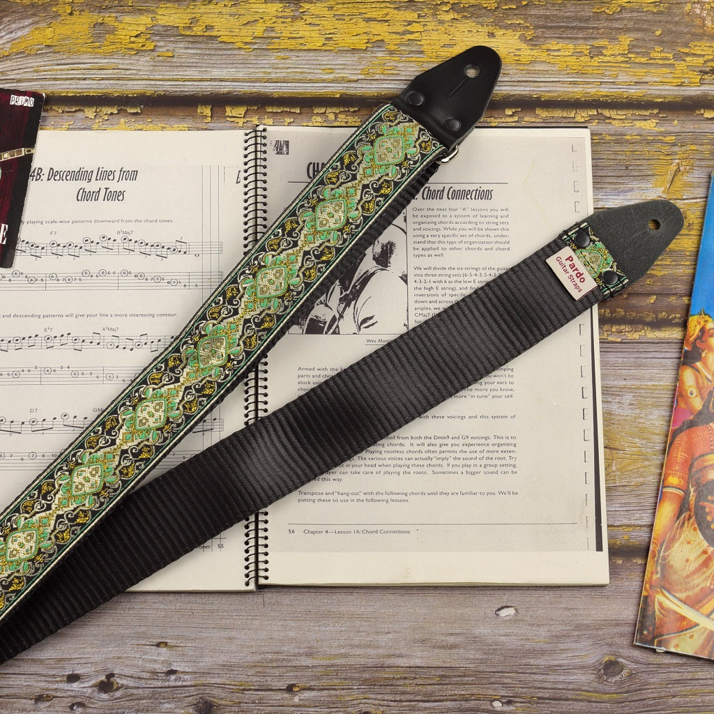 seatbelt guitar strap Green Royal - Pardo Guitar Straps