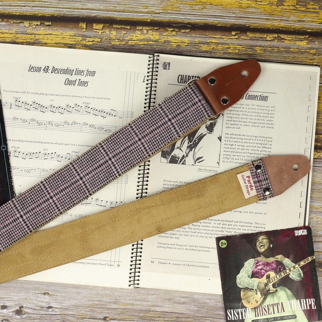 Tweed Pardo Guitar Strap Houndstooth pattern