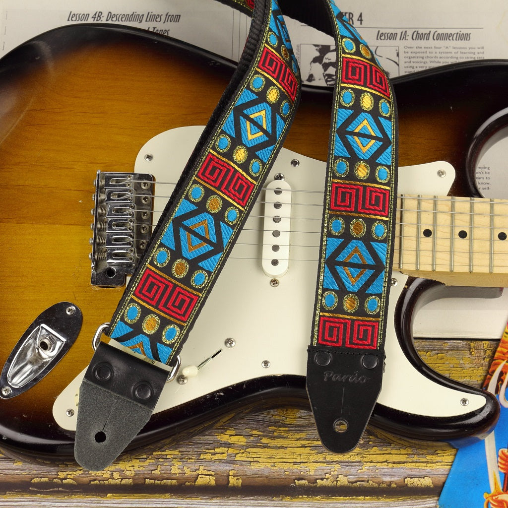 70 inch long -  aztec guitar strap - Pardo Guitar Straps