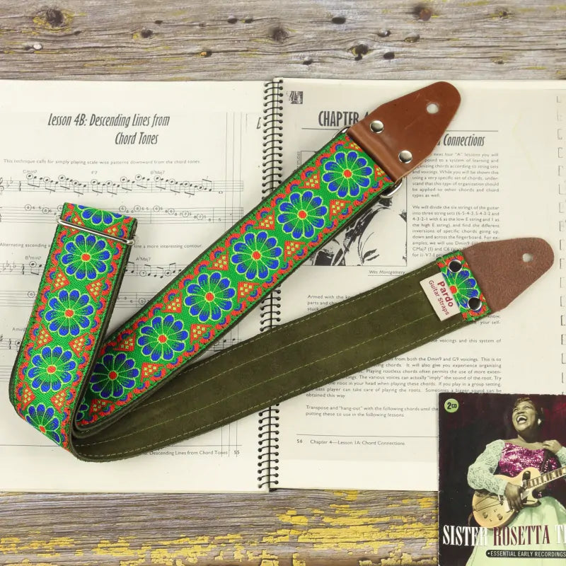 Guitar straps with floral patterns and leaves- Hippie Inspired in nature