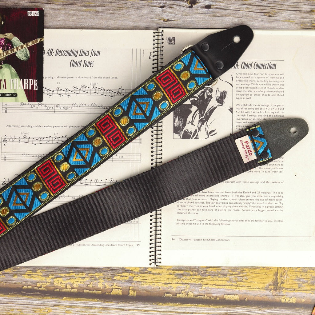 seatbelt guitar strap aztec - Pardo Guitar Straps