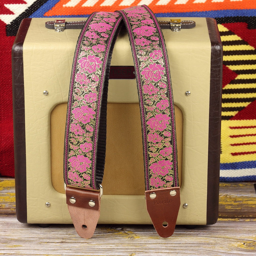 Azalea Flowers retro guitar strap - Pardo Guitar Straps