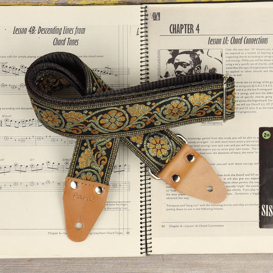October Floral guitar strap - Pardo Guitar Straps - Vintage Guitar Straps