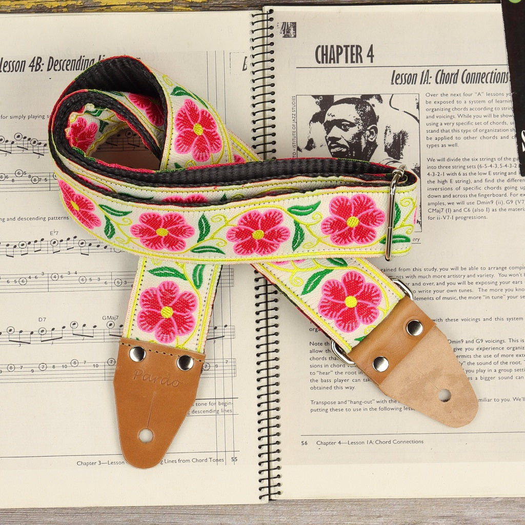 Floral guitar strap model Persephone - Pardo Guitar Straps