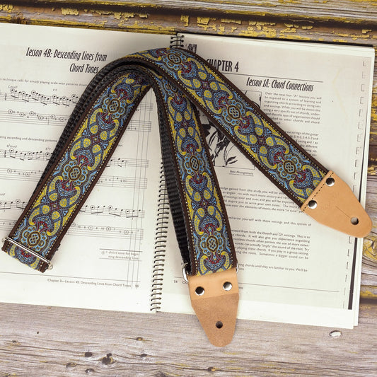 hippie guitar strap model Blue Garden - Pardo Guitar Straps