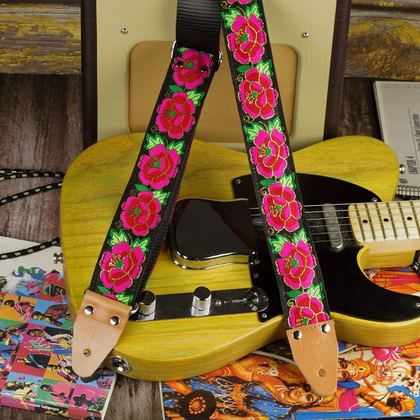 Floral Pardo hippie guitar straps with flowers