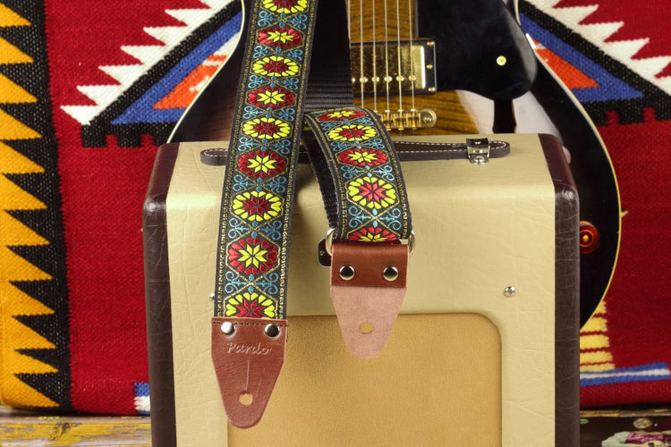 Floral bohemian guitar straps with hippie style