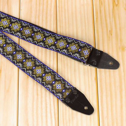 70 inch gold flowers guitar strap daisy
