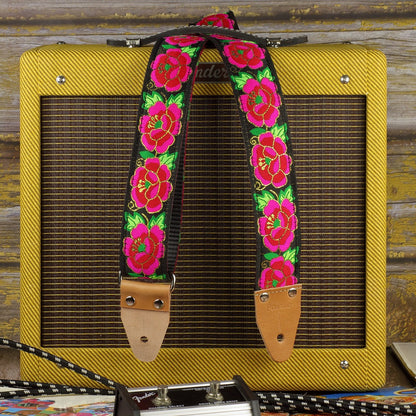 70 inch guitar strap with roses