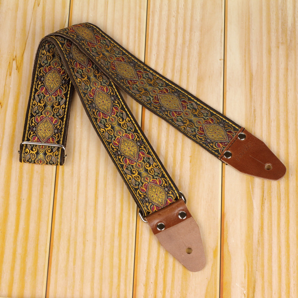 Pardo long guitar strap model Brown royal, 70 inch long, with psychedelic pattern