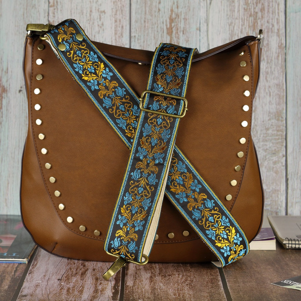 Model Goldie and Blue Guitar strap for purse