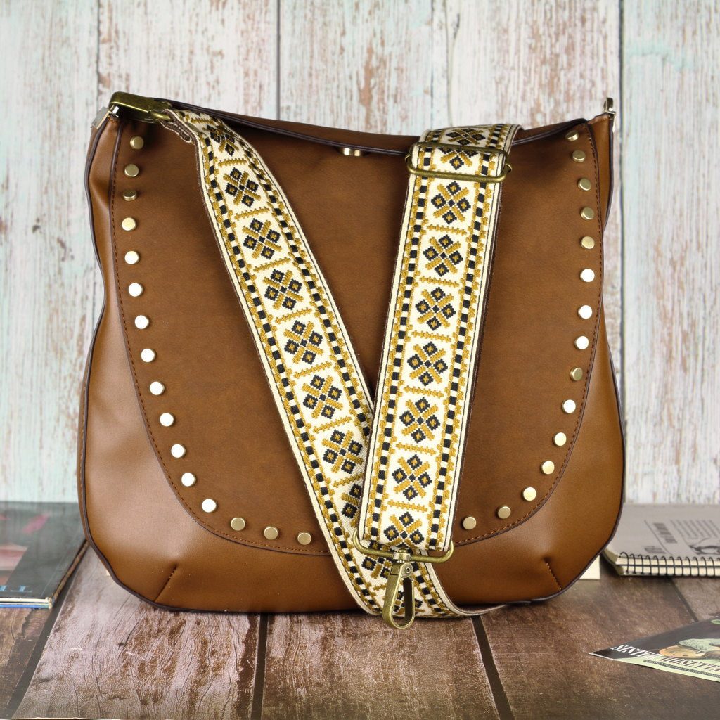 Model Pueblo, purse strap with native pattern