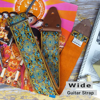 Wide hippie guitar strap with backing suede