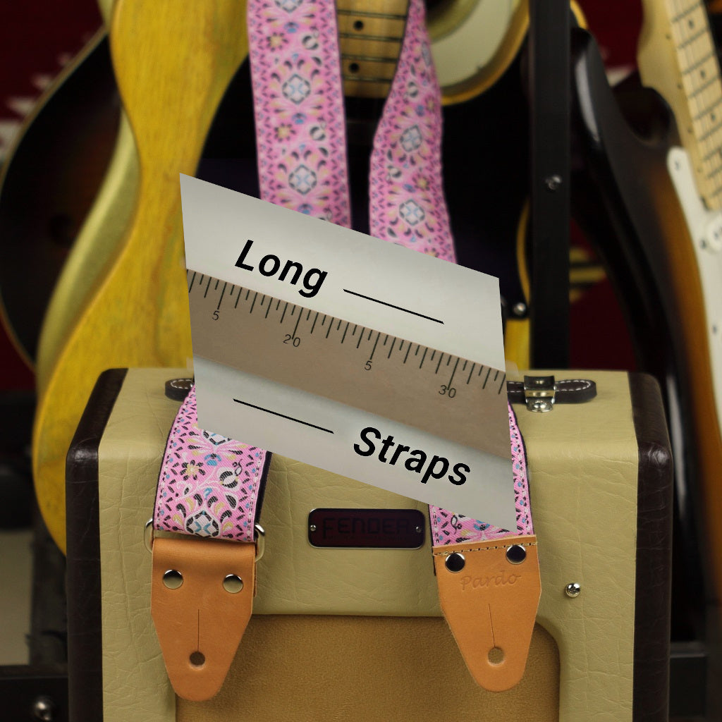 Extra long guitar strap with hippie patterns