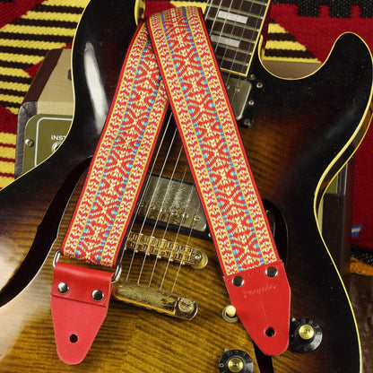 Extra long guitar strap Red Hootennany