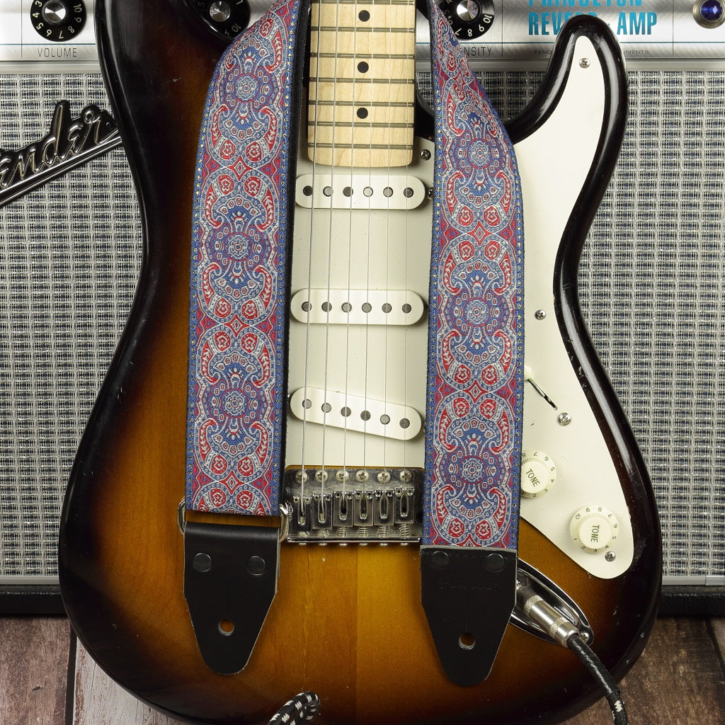 extra long pardo guitar strap model Efrit with psychedelic pattern