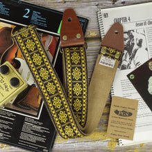 Model Brown Pueblo: Brown native embroidered fabric; Backing clear brown suede; End leather parts color dark brown; hardware metal color antique gold