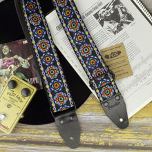 model black Mind: Hippie fabric with flowers; backing black seatbelt; end leather parts color black; metal hardware color chrome