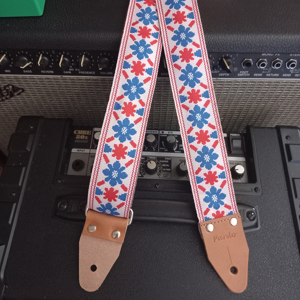 Long Guitar strap floral Clapton model, specially for tall guitarists and bass players