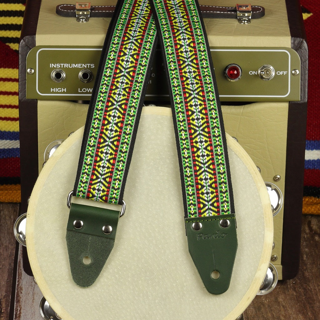 Green hootennany handmade guitar strap