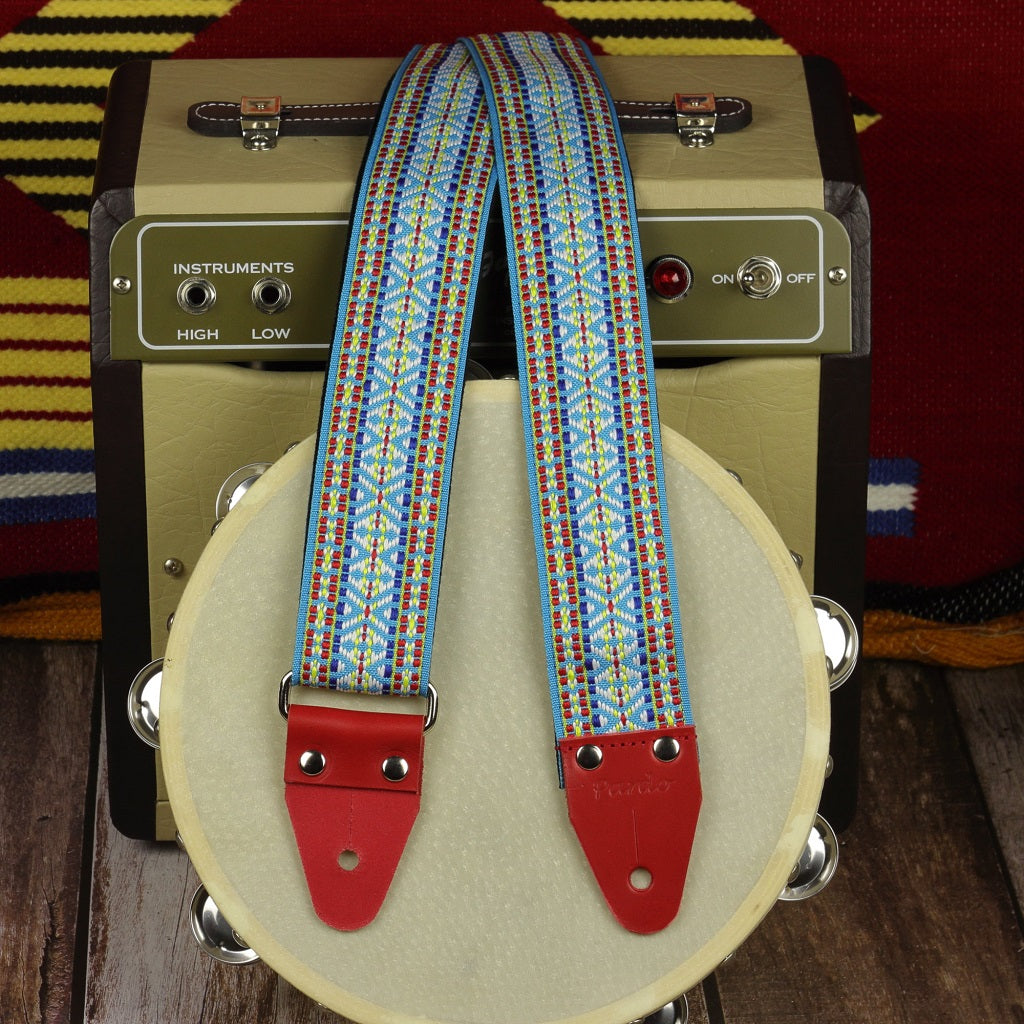 Blue hootennany guitar strap native pardo straps