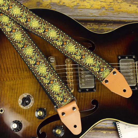 Sangle guitare Électrique et bass color vert, Hippie Replica, Pardo Guitar  Strap model Greenday