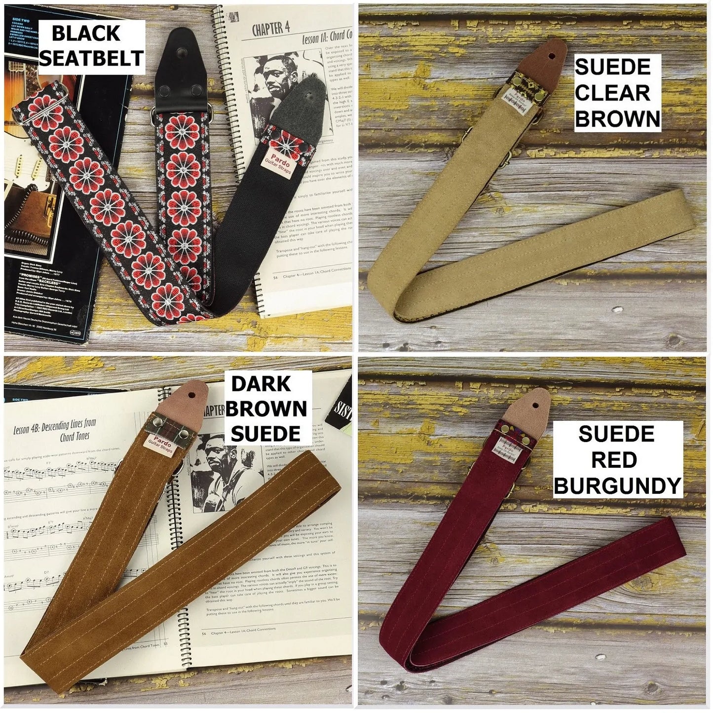 Fleurs rouges : Sangle de guitare Jacquard faite main 