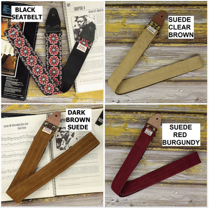 Fleurs rouges : Sangle de guitare Jacquard faite main 