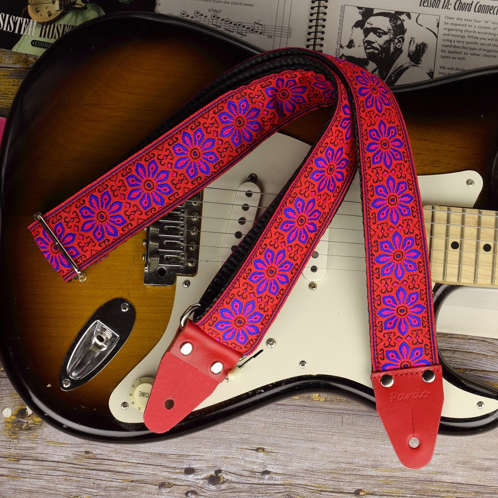 Best Guitar strap with floral pattern model Lily - Pardo Guitar Straps