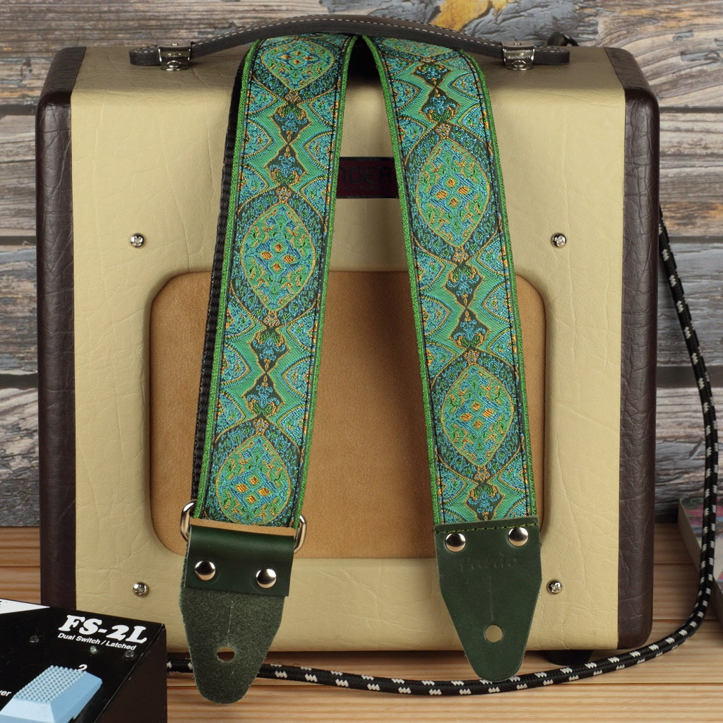 Psychedelic Guitar Strap Green | High Quality Hippie Straps