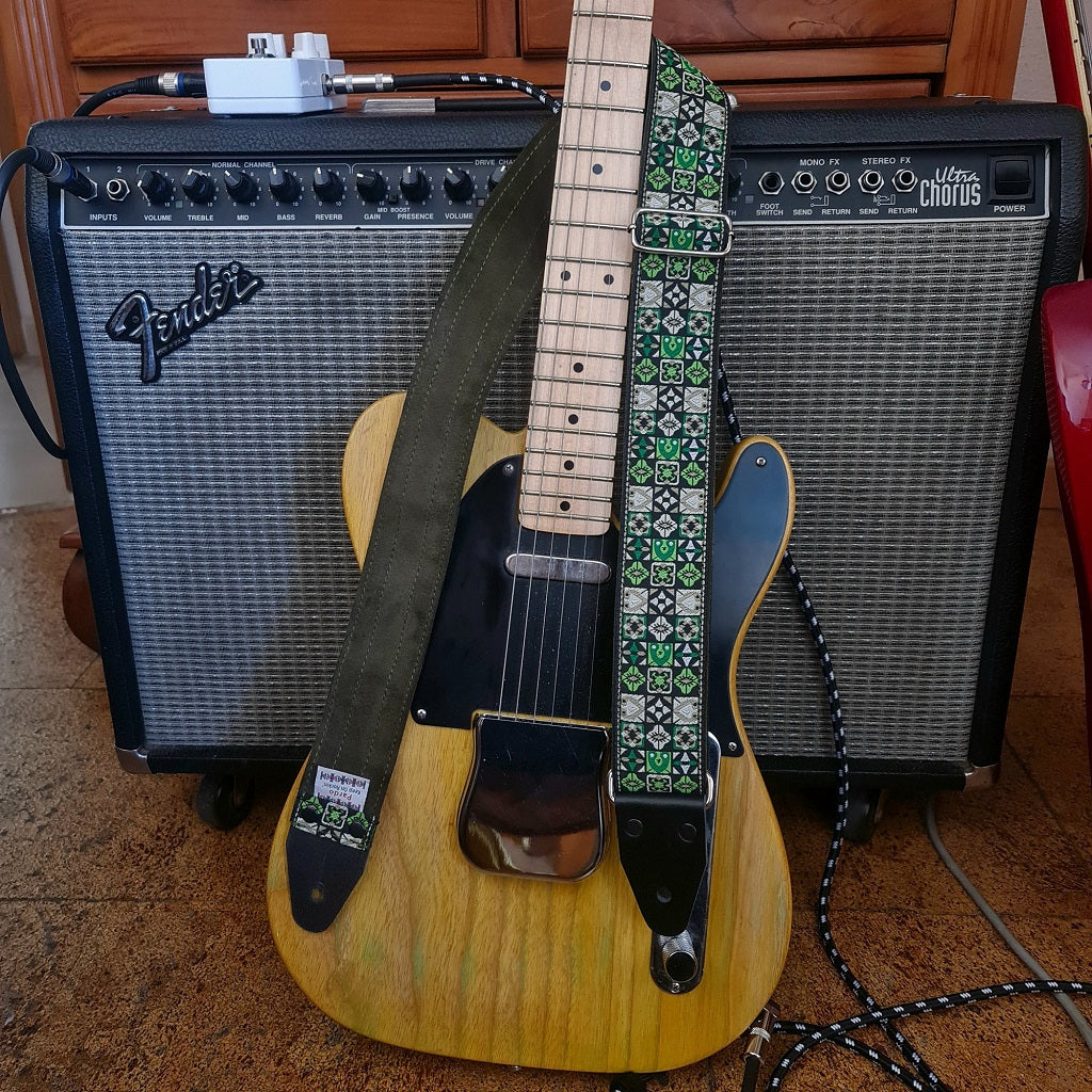 Best electric guitar strap Green Woodstock