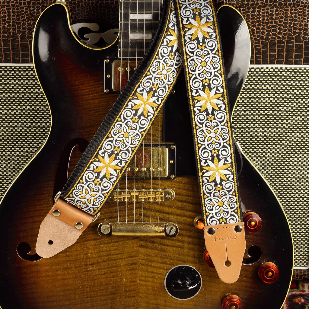 best guitar strap with pychedelic pattern - model gold Stars