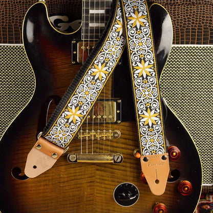 best guitar strap with pychedelic pattern - model gold Stars
