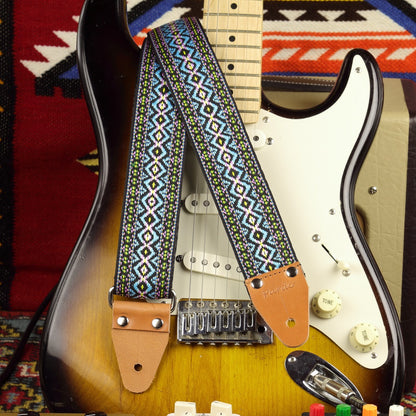 Bob Marley Style guitar strap blue