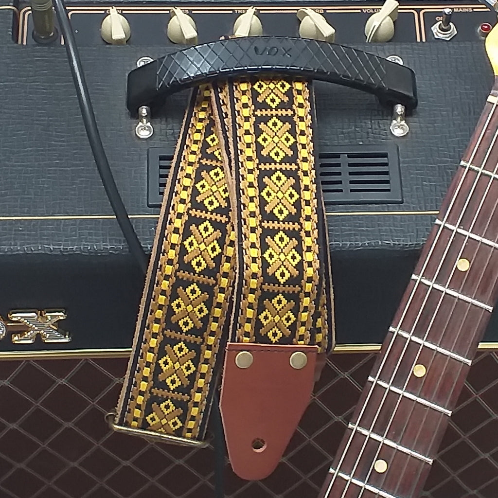 Brown aboriginal guitar strap Pueblo