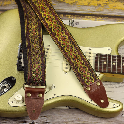 Brown gold iridescent guitar strap