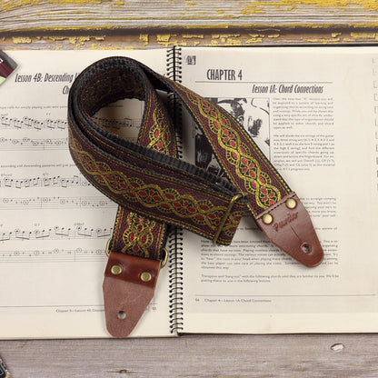 Brown guitar strap And Gold Sparkle
