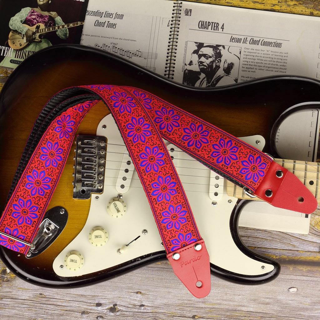 Cool Guitar strap with floral pattern model Lily - Pardo Guitar Straps