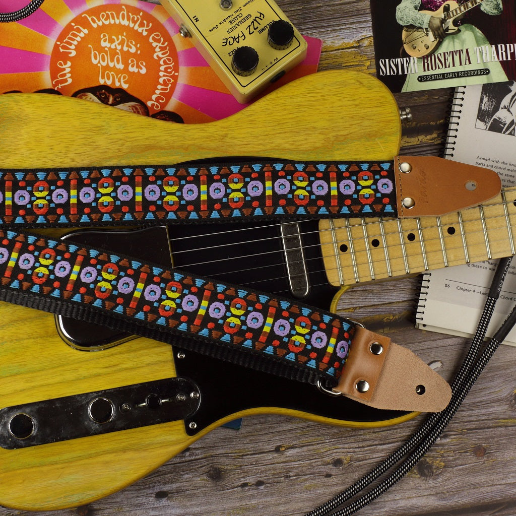 Cool guitar strap embroidered hippie pattern ethnic