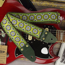 Floral Craftman guitar strap green