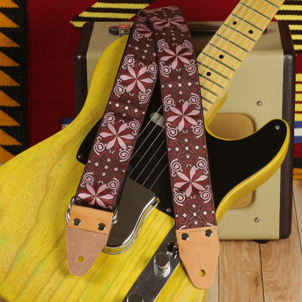 Craftsman guitar strap stars red fabric
