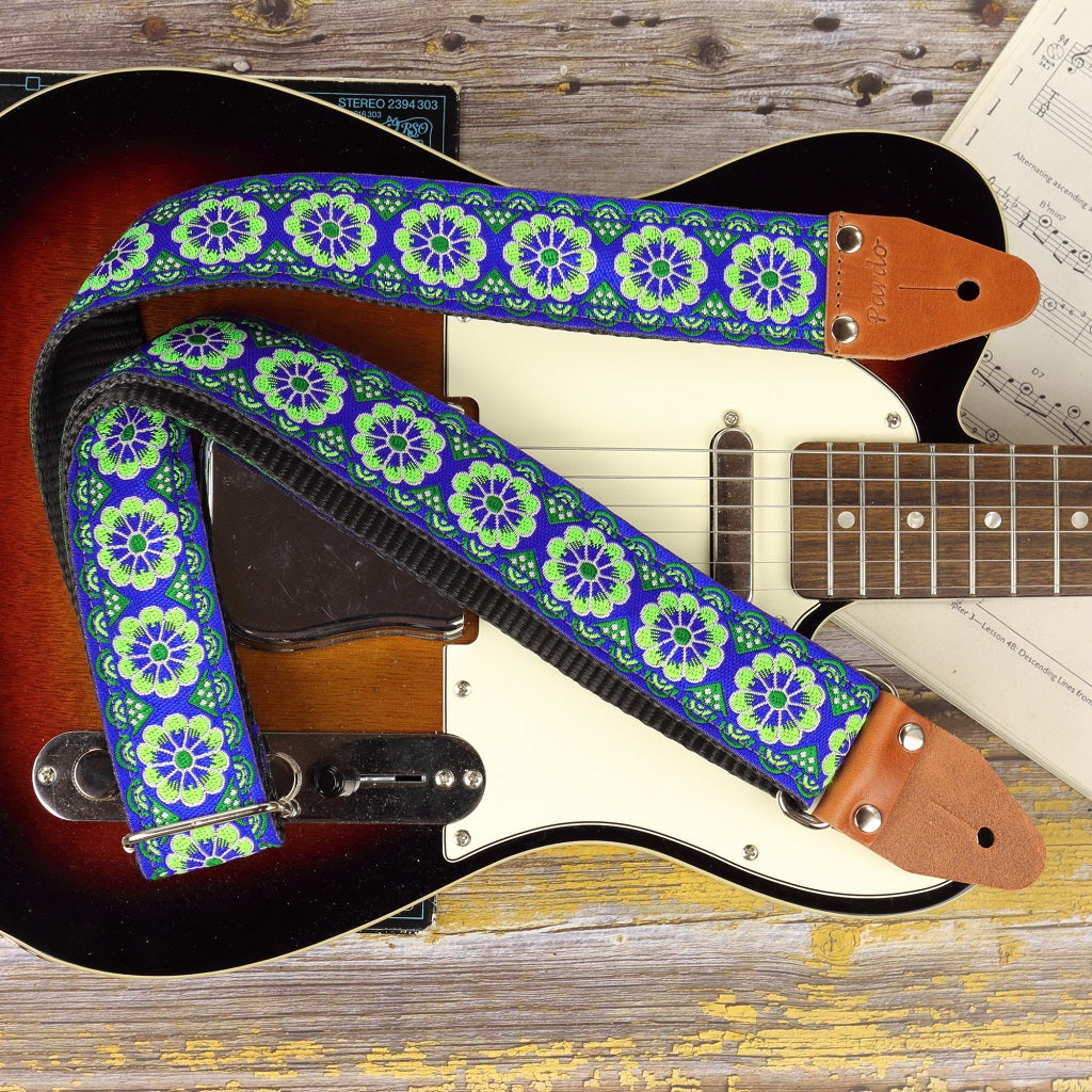 electric style flower power guitar strap