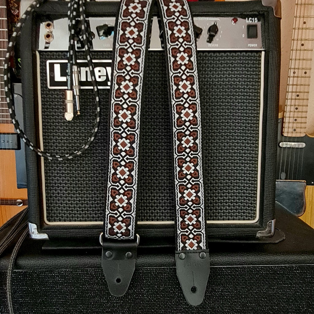 Embroidered guitar strap tribal pattern model Montblanc