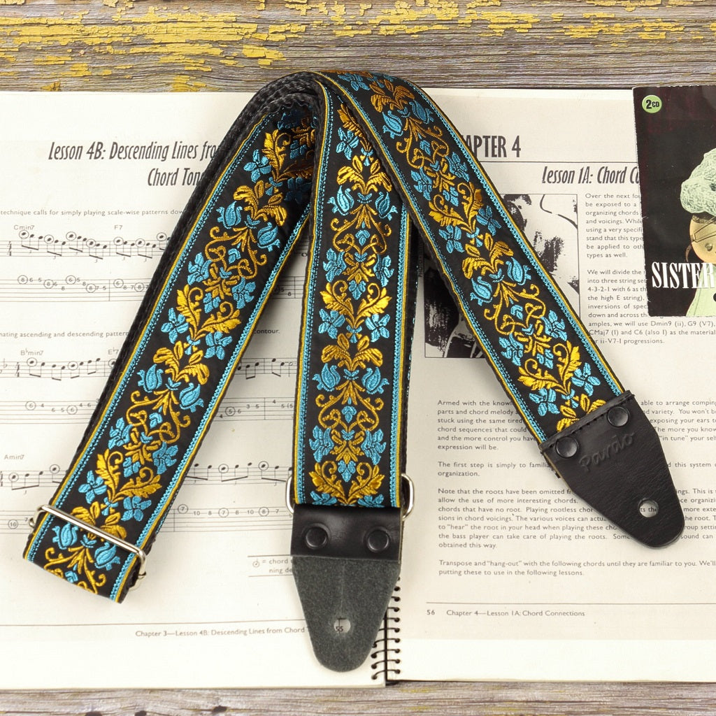 Floral guitar strap goldie