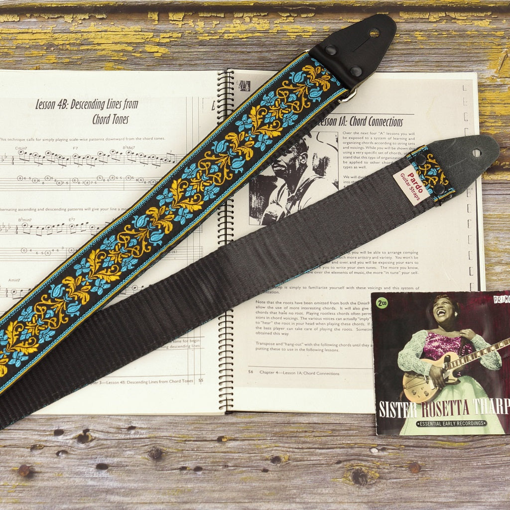 Floral guitar strap Goldie Seatbelt guitar strap